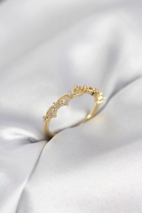 Zirkon Taşlı Pirinç Gold Renk Kadın Yüzük Zirkon Taşlı Pirinç Gold Renk Kadın Yüzük
