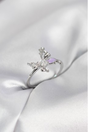 Gümüş Renk Kelebek Model Zirkon Taşlı Kadın Yüzük Gümüş Renk Kelebek Model Zirkon Taşlı Kadın Yüzük