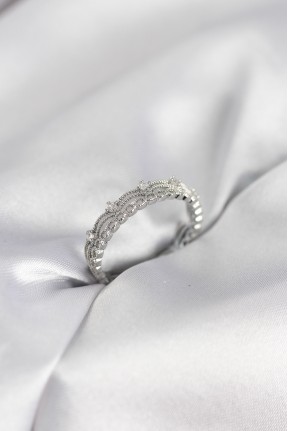 Gümüş Renk Motif Desenli Zirkon Taşlı Kadın Yüzük Gümüş Renk Motif Desenli Zirkon Taşlı Kadın Yüzük