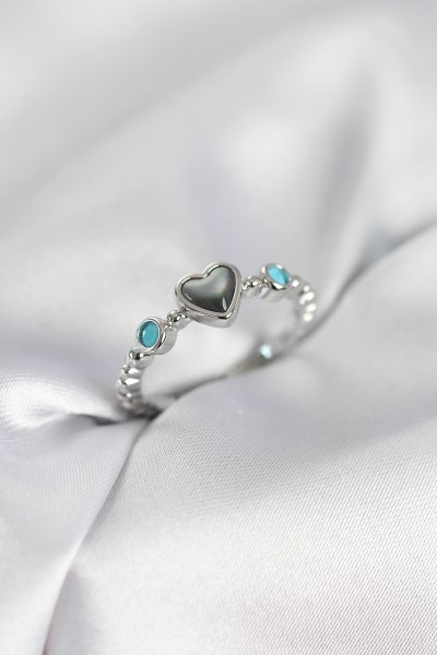 Gümüş Renk Hematit Taşlı Kadın Yüzük Gümüş Renk Hematit Taşlı Kadın Yüzük