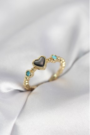 Gold Renk Hematit Taşlı Kadın Yüzük Gold Renk Hematit Taşlı Kadın Yüzük