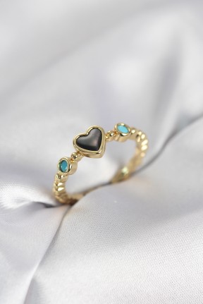 Gold Renk Hematit Taşlı Kadın Yüzük Gold Renk Hematit Taşlı Kadın Yüzük