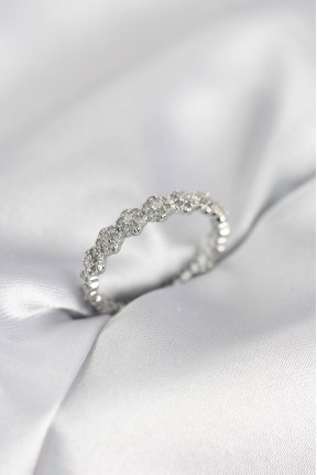 Sıralı çiçek Model Gümüş Renk Zirkon Taşlı Kadın Yüzük