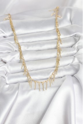 Pirinç Gold Renk Saçaklı Model Kadın Kolye