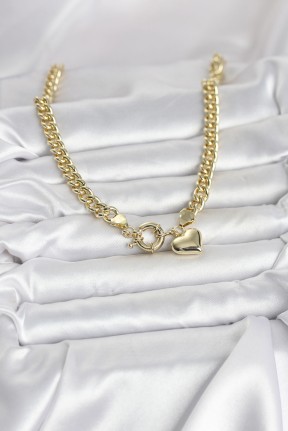 Kalp Detaylı Gold Renk Pirinç Kadın Kolye Kalp Detaylı Gold Renk Pirinç Kadın Kolye