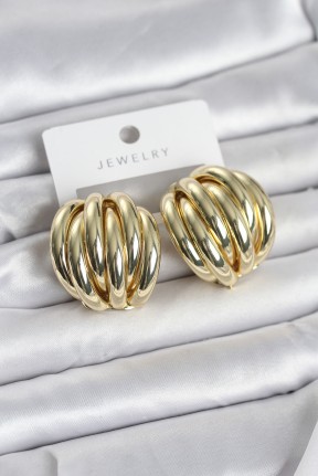 Pirinç Gold Renk Vintage Kadın Küpe