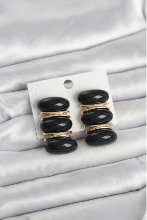 Siyah Vintage Model Gold Renk Kadın Küpe