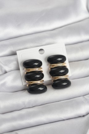 Siyah Vintage Model Gold Renk Kadın Küpe
