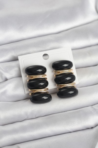 Siyah Vintage Model Gold Renk Kadın Küpe