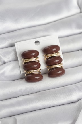 Kahverengi Vintage Model Gold Renk Kadın Küpe Kahverengi Vintage Model Gold Renk Kadın Küpe