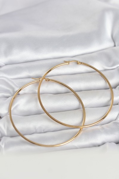 316l çelik Gold Renk 70 Mm Kadın Halka Küpe 316l çelik Gold Renk 70 Mm Kadın Halka Küpe