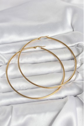 316l çelik Gold Renk 80 Mm Kadın Halka Küpe 316l çelik Gold Renk 80 Mm Kadın Halka Küpe