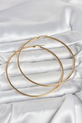 316l çelik Gold Renk 80 Mm Kadın Halka Küpe 316l çelik Gold Renk 80 Mm Kadın Halka Küpe