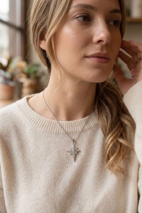 316l çelik Gümüş Renk Zirkon Taşlı Kutup Yıldızı Model Kolye 316l çelik Gümüş Renk Zirkon Taşlı Kutup Yıldızı Model Kolye