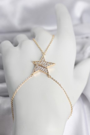 Pirinç Gold Renk Zirkon Taşlı Yıldız Model Kadın şahmeran