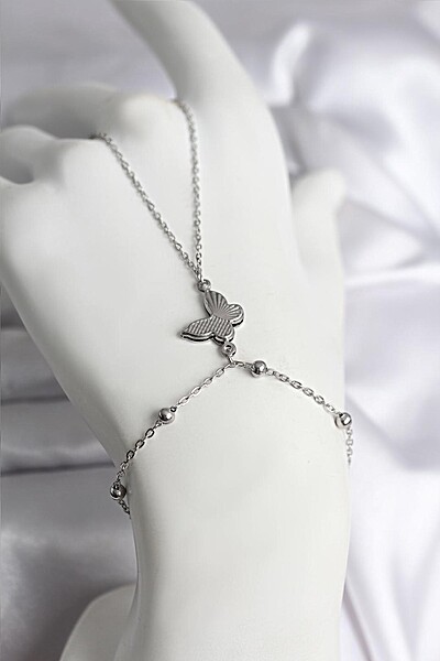 316l çelik Gümüş Renk Kelebek Model Kadın şahmeran