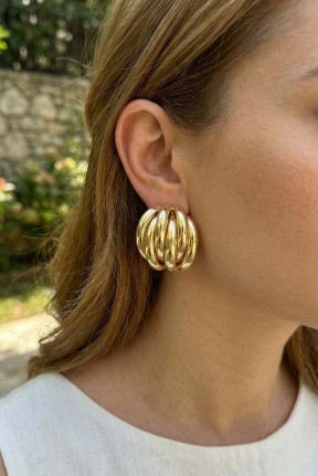 Pirinç Gold Renk Vintage Kadın Küpe