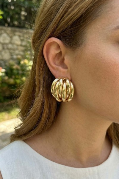 Pirinç Gold Renk Vintage Kadın Küpe