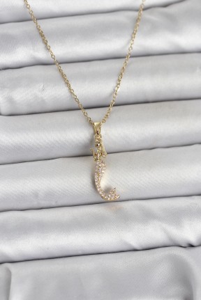 316l çelik Zincir Gold Renk Zirkon Taşlı Deniz Kızı Model Kadın Kolye
