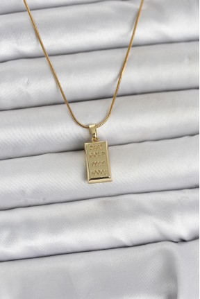 316l çelik Zincir Gold Renk Külçe Altın Model Kadın Kolye