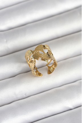 316l çelik Gold Renk Yelpaze Model Kadın Yüzük