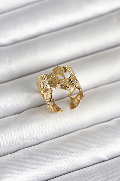 316l çelik Gold Renk Yelpaze Model Kadın Yüzük