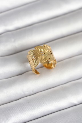 316l çelik Gold Renk Başak Modeli Kadın Yüzük