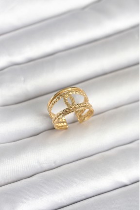 316l çelik Gold Renk Burgu Düğüm Model Kadın Yüzük