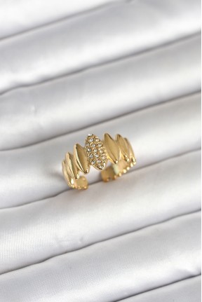 316l çelik Gold Renk Zirkon Taşlı Vintage Model Kadın Yüzük