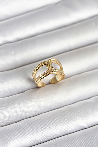 316l çelik Gold Renk Düğüm Model Kadın Yüzük