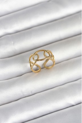 316l çelik Gold Renk Zincir Model Kadın Yüzük