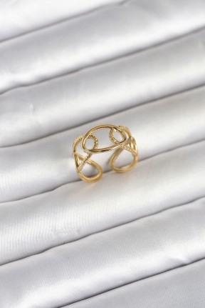 316l çelik Gold Renk Zincir Model Kadın Yüzük