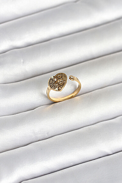 316l çelik Gold Renk Kalp Model Kadın Yüzük