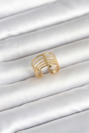 316l çelik Gold Renk Vintage Model Kadın Yüzük