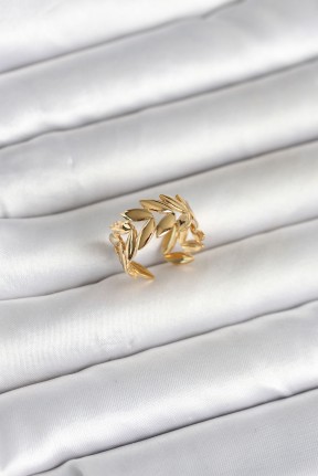 316l çelik Gold Renk Başak Figür Kadın Yüzük