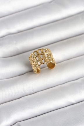 316l çelik Gold Renk Zincir Model Kadın Yüzük