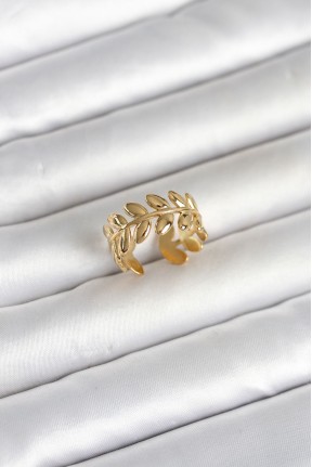 316l çelik Gold Renk Başak Form Kadın Yüzük