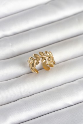 316l çelik Gold Renk Başak Form Kadın Yüzük