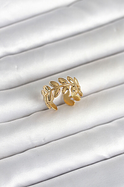 316l çelik Gold Renk Başak Form Kadın Yüzük