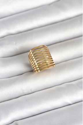 316l çelik Gold Renk Plaka Model Kadın Yüzük