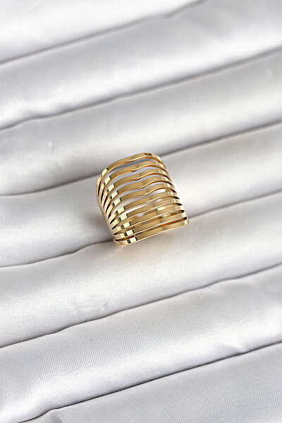 316l çelik Gold Renk Plaka Model Kadın Yüzük