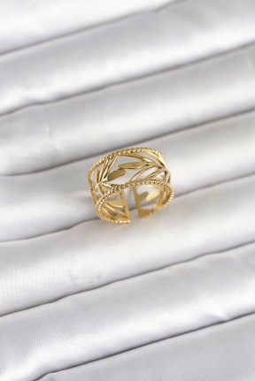 316l çelik Gold Renk Başak Model Kadın Yüzük
