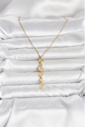 316l çelik Gold Renk Deniz Temalı Y Model Zirkon Taşlı Kadın Kolye