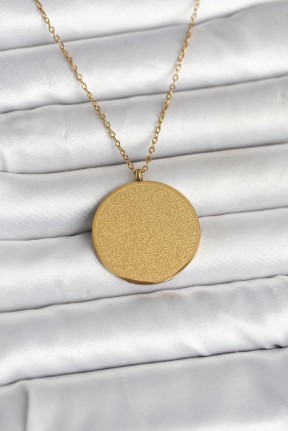316l çelik Gold Renk Ayetel Kürsi Ve Allah Yazılı Kolye