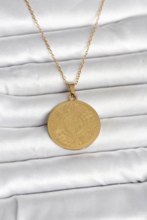 316l çelik Gold Renk Ayetel Kürsi Yazılı Kolye