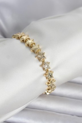 Pirinç Gold Renk Yıldız Model Kadın Bileklik