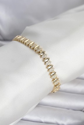 Pirinç Gold Renk Arpa Model Kadın Bileklik