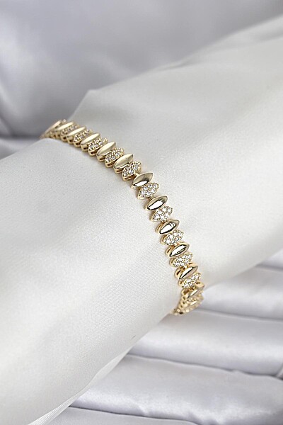 Pirinç Gold Renk Arpa Model Kadın Bileklik