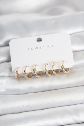 Pirinç Gold Renk Botega Model Kadın Küpe Seti Pirinç Gold Renk Botega Model Kadın Küpe Seti