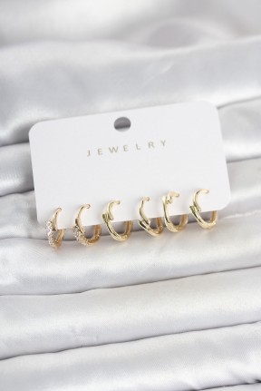Pirinç Gold Renk Botega Model Kadın Küpe Seti Pirinç Gold Renk Botega Model Kadın Küpe Seti